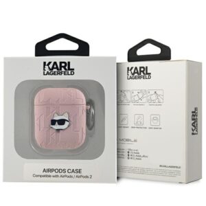 Karl Lagerfeld KLA2PGCHPP AirPods 1/2 dėklas rožinės spalvos Monogram Choupette Head - Image 3