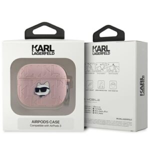 Karl Lagerfeld KLA3PGCHPP AirPods 3 dėklas rožinės spalvos Monogram Choupette Head - Image 3