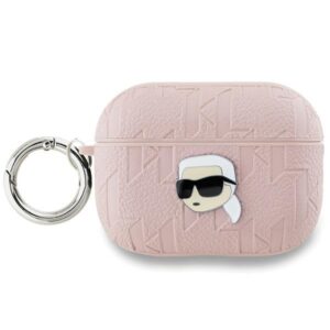 Karl Lagerfeld KLAP2PGKIPP AirPods Pro 2 (2022/2023) dėklas rožinės spalvos Monogram Karl Head - Image 1