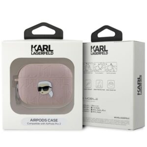 Karl Lagerfeld KLAP2PGKIPP AirPods Pro 2 (2022/2023) dėklas rožinės spalvos Monogram Karl Head - Image 4