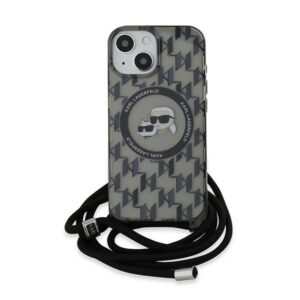 Karl Lagerfeld KLHMP15SHCKCKLCK Apple iPhone 15 / 14 / 13 6.1" juodos spalvos kietas dėklas IML Crossbody Monogram - Image 2