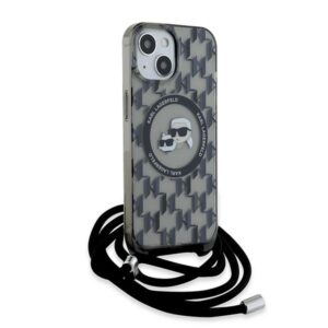 Karl Lagerfeld KLHMP15SHCKCKLCK Apple iPhone 15 / 14 / 13 6.1" juodos spalvos kietas dėklas IML Crossbody Monogram - Image 3