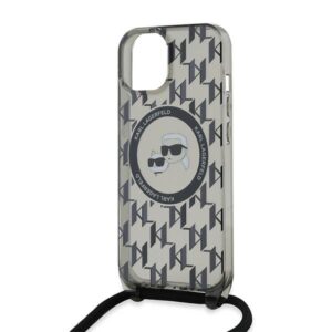 Karl Lagerfeld KLHMP15SHCKCKLCK Apple iPhone 15 / 14 / 13 6.1" juodos spalvos kietas dėklas IML Crossbody Monogram - Image 5