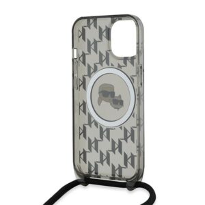 Karl Lagerfeld KLHMP15SHCKCKLCK Apple iPhone 15 / 14 / 13 6.1" juodos spalvos kietas dėklas IML Crossbody Monogram - Image 6