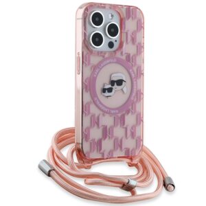 Karl Lagerfeld KLHMP15XHCKCKLCP Apple iPhone 15 Pro Max 6.7" rožinės spalvos kietas dėklas IML Crossbody Monogram Ka - Image 3