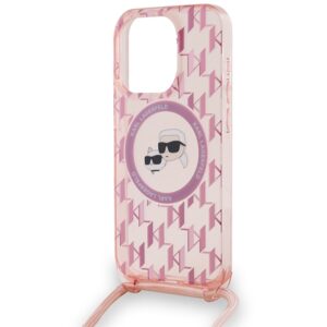 Karl Lagerfeld KLHMP15XHCKCKLCP Apple iPhone 15 Pro Max 6.7" rožinės spalvos kietas dėklas IML Crossbody Monogram Ka - Image 5