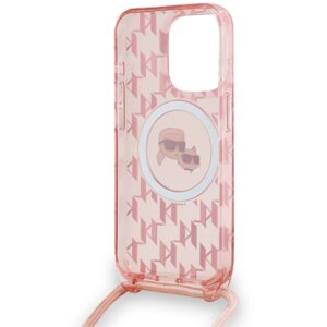 Karl Lagerfeld KLHMP15XHCKCKLCP Apple iPhone 15 Pro Max 6.7" rožinės spalvos kietas dėklas IML Crossbody Monogram Ka - Image 6