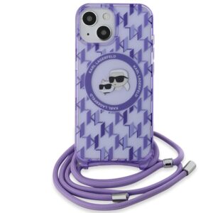 Karl Lagerfeld KLHMP15SHCKCKLCU Apple iPhone 15 / 14 / 13 6.1" violetinės spalvos kietas dėklas IML Crossbody Mono - Image 2