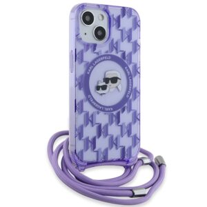Karl Lagerfeld KLHMP15SHCKCKLCU Apple iPhone 15 / 14 / 13 6.1" violetinės spalvos kietas dėklas IML Crossbody Mono - Image 3