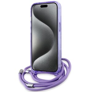 Karl Lagerfeld KLHMP15SHCKCKLCU Apple iPhone 15 / 14 / 13 6.1" violetinės spalvos kietas dėklas IML Crossbody Mono - Image 4
