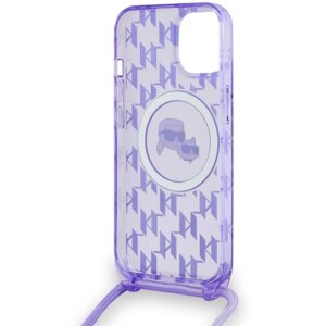 Karl Lagerfeld KLHMP15SHCKCKLCU Apple iPhone 15 / 14 / 13 6.1" violetinės spalvos kietas dėklas IML Crossbody Mono - Image 6