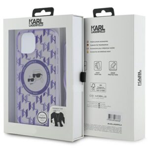 Karl Lagerfeld KLHMP15SHCKCKLCU Apple iPhone 15 / 14 / 13 6.1" violetinės spalvos kietas dėklas IML Crossbody Mono - Image 7