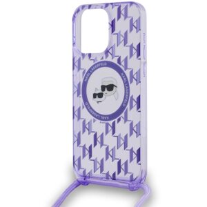 Karl Lagerfeld KLHMP15XHCKCKLCU Apple iPhone 15 Pro Max 6.7" violetinės spalvos kietas dėklas IML Crossbody Monogr - Image 5