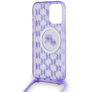 Karl Lagerfeld KLHMP15XHCKCKLCU Apple iPhone 15 Pro Max 6.7" violetinės spalvos kietas dėklas IML Crossbody Monogr - Image 6