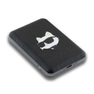 Karl Lagerfeld Induction Powerbank KLPB5FPGKSCHHK 16W 5000mAh juodos spalvos Choupette Head Pin MagSaf - Image 4