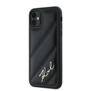 Karl Lagerfeld KLHCN61PQDSMGK Apple iPhone 11 / Xr 6.1" juodos spalvos kietas dėklas Diagonal Quilted Script - Image 2