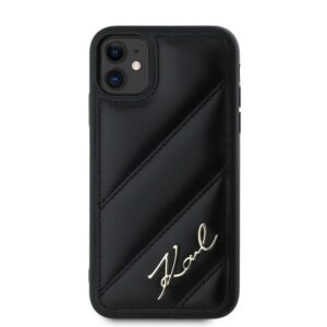 Karl Lagerfeld KLHCN61PQDSMGK Apple iPhone 11 / Xr 6.1" juodos spalvos kietas dėklas Diagonal Quilted Script - Image 3