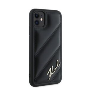 Karl Lagerfeld KLHCN61PQDSMGK Apple iPhone 11 / Xr 6.1" juodos spalvos kietas dėklas Diagonal Quilted Script - Image 4
