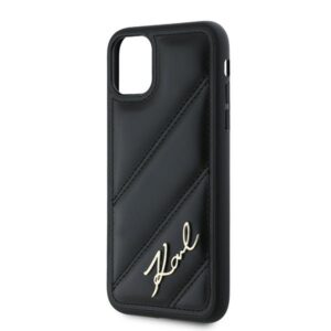 Karl Lagerfeld KLHCN61PQDSMGK Apple iPhone 11 / Xr 6.1" juodos spalvos kietas dėklas Diagonal Quilted Script - Image 6