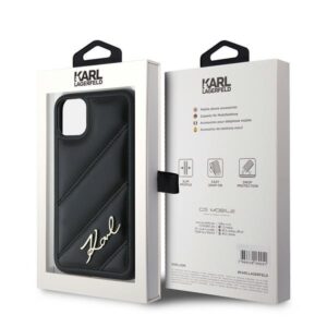 Karl Lagerfeld KLHCN61PQDSMGK Apple iPhone 11 / Xr 6.1" juodos spalvos kietas dėklas Diagonal Quilted Script - Image 8