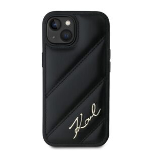 Karl Lagerfeld KLHCP15MPQDSMGK Apple iPhone 15 Plus / 14 Plus 6.7" juodos spalvos kietas dėklas Diagonal Quilted S - Image 3