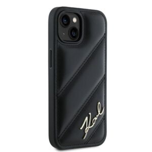 Karl Lagerfeld KLHCP15MPQDSMGK Apple iPhone 15 Plus / 14 Plus 6.7" juodos spalvos kietas dėklas Diagonal Quilted S - Image 4
