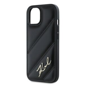 Karl Lagerfeld KLHCP15MPQDSMGK Apple iPhone 15 Plus / 14 Plus 6.7" juodos spalvos kietas dėklas Diagonal Quilted S - Image 6