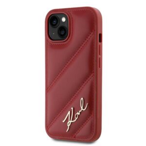 Karl Lagerfeld KLHCP15SPQDSMGR Apple iPhone 15/ 14 / 13 6.1" red kietas dėklas Diagonal Quilted Script - Image 2