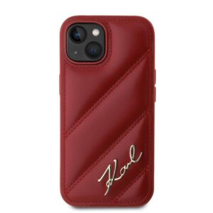 Karl Lagerfeld KLHCP15SPQDSMGR Apple iPhone 15/ 14 / 13 6.1" red kietas dėklas Diagonal Quilted Script - Image 3