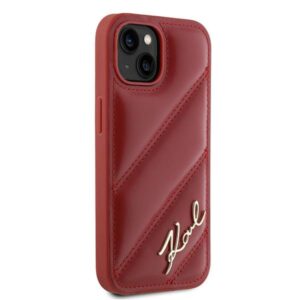 Karl Lagerfeld KLHCP15SPQDSMGR Apple iPhone 15/ 14 / 13 6.1" red kietas dėklas Diagonal Quilted Script - Image 4