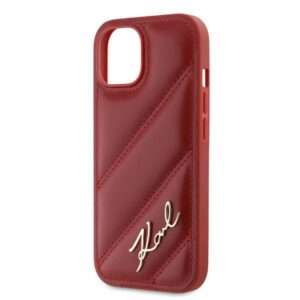 Karl Lagerfeld KLHCP15SPQDSMGR Apple iPhone 15/ 14 / 13 6.1" red kietas dėklas Diagonal Quilted Script - Image 6