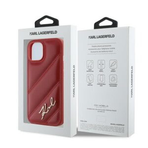 Karl Lagerfeld KLHCP15SPQDSMGR Apple iPhone 15/ 14 / 13 6.1" red kietas dėklas Diagonal Quilted Script - Image 8