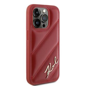 Karl Lagerfeld KLHCP15XPQDSMGR Apple iPhone 15 Pro Max 6.7" red kietas dėklas Diagonal Quilted Script - Image 4