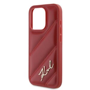 Karl Lagerfeld KLHCP15XPQDSMGR Apple iPhone 15 Pro Max 6.7" red kietas dėklas Diagonal Quilted Script - Image 6