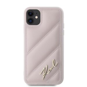Karl Lagerfeld KLHCN61PQDSMGP Apple iPhone 11 / Xr 6.1" rožinės spalvos kietas dėklas Diagonal Quilted Script - Image 3