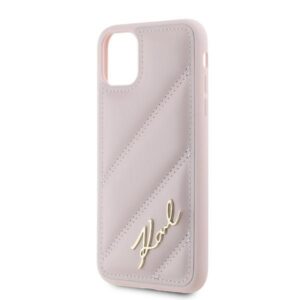 Karl Lagerfeld KLHCN61PQDSMGP Apple iPhone 11 / Xr 6.1" rožinės spalvos kietas dėklas Diagonal Quilted Script - Image 6