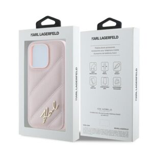 Karl Lagerfeld KLHCP14LPQDSMGP Apple iPhone 14 Pro 6.1" rožinės spalvos kietas dėklas Diagonal Quilted Script - Image 8
