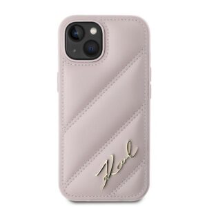 Karl Lagerfeld KLHCP15MPQDSMGP Apple iPhone 15 Plus / 14 Plus 6.7" rožinės spalvos kietas dėklas Diagonal Quilted Sc - Image 3