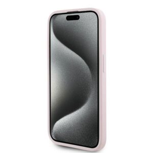 Karl Lagerfeld KLHCP15LPQDSMGP Apple iPhone 15 Pro 6.1" rožinės spalvos kietas dėklas Diagonal Quilted Script - Image 5