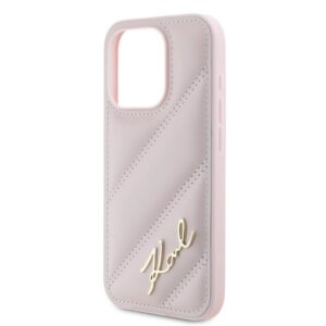 Karl Lagerfeld KLHCP15XPQDSMGP Apple iPhone 15 Pro Max 6.7" rožinės spalvos kietas dėklas Diagonal Quilted Script - Image 6