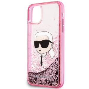 Karl Lagerfeld KLHCN61LNKHCP Apple iPhone 11/XR rožinės spalvos kietas dėklas Glitter Karl Head - Image 3
