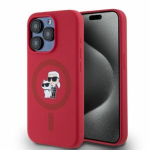 Karl Lagerfeld KLHMP15LSCMKCRHR Apple iPhone 15 Pro 6.1" red kietas dėklas Silicone Karl&Choupette Heads Ring