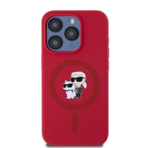 Karl Lagerfeld KLHMP15LSCMKCRHR Apple iPhone 15 Pro 6.1" red kietas dėklas Silicone Karl&Choupette Heads Ring - Image 3