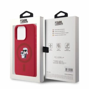 Karl Lagerfeld KLHMP15LSCMKCRHR Apple iPhone 15 Pro 6.1" red kietas dėklas Silicone Karl&Choupette Heads Ring - Image 4