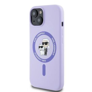 Karl Lagerfeld KLHMP15SSCMKCRHU Apple iPhone 15 6.1" violetinės spalvos kietas dėklas Silicone Karl&Choupette Heads Ring - Image 2