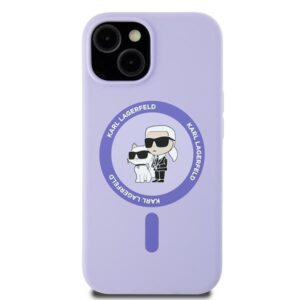 Karl Lagerfeld KLHMP15SSCMKCRHU Apple iPhone 15 6.1" violetinės spalvos kietas dėklas Silicone Karl&Choupette Heads Ring - Image 3