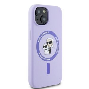 Karl Lagerfeld KLHMP15SSCMKCRHU Apple iPhone 15 6.1" violetinės spalvos kietas dėklas Silicone Karl&Choupette Heads Ring - Image 4