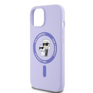 Karl Lagerfeld KLHMP15SSCMKCRHU Apple iPhone 15 6.1" violetinės spalvos kietas dėklas Silicone Karl&Choupette Heads Ring - Image 6