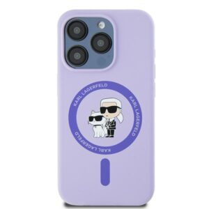 Karl Lagerfeld KLHMP15LSCMKCRHU Apple iPhone 15 Pro 6.1" violetinės spalvos kietas dėklas Silicone Karl&Choupette Heads - Image 3