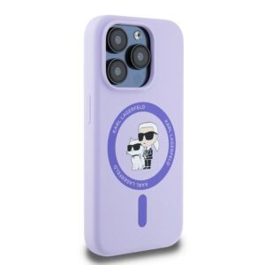 Karl Lagerfeld KLHMP15LSCMKCRHU Apple iPhone 15 Pro 6.1" violetinės spalvos kietas dėklas Silicone Karl&Choupette Heads - Image 4